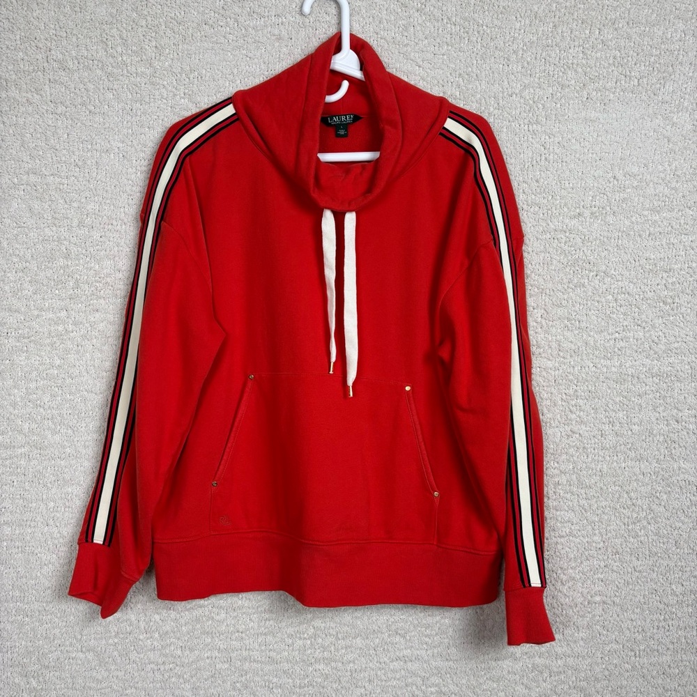 Lauren Ralph Lauren Sweater Womens Lg Red‎ Long Sleeve Jersey Knit Funnel Neck